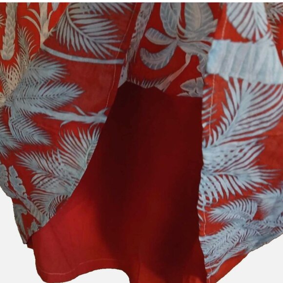 Sleeveless Tropical Sun Dress Red Gray Floral Talbots 4 All Cotton Lined - Picture 2 of 4